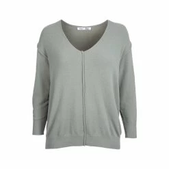Women's V- Neck Front Seam Sweater - Curvy