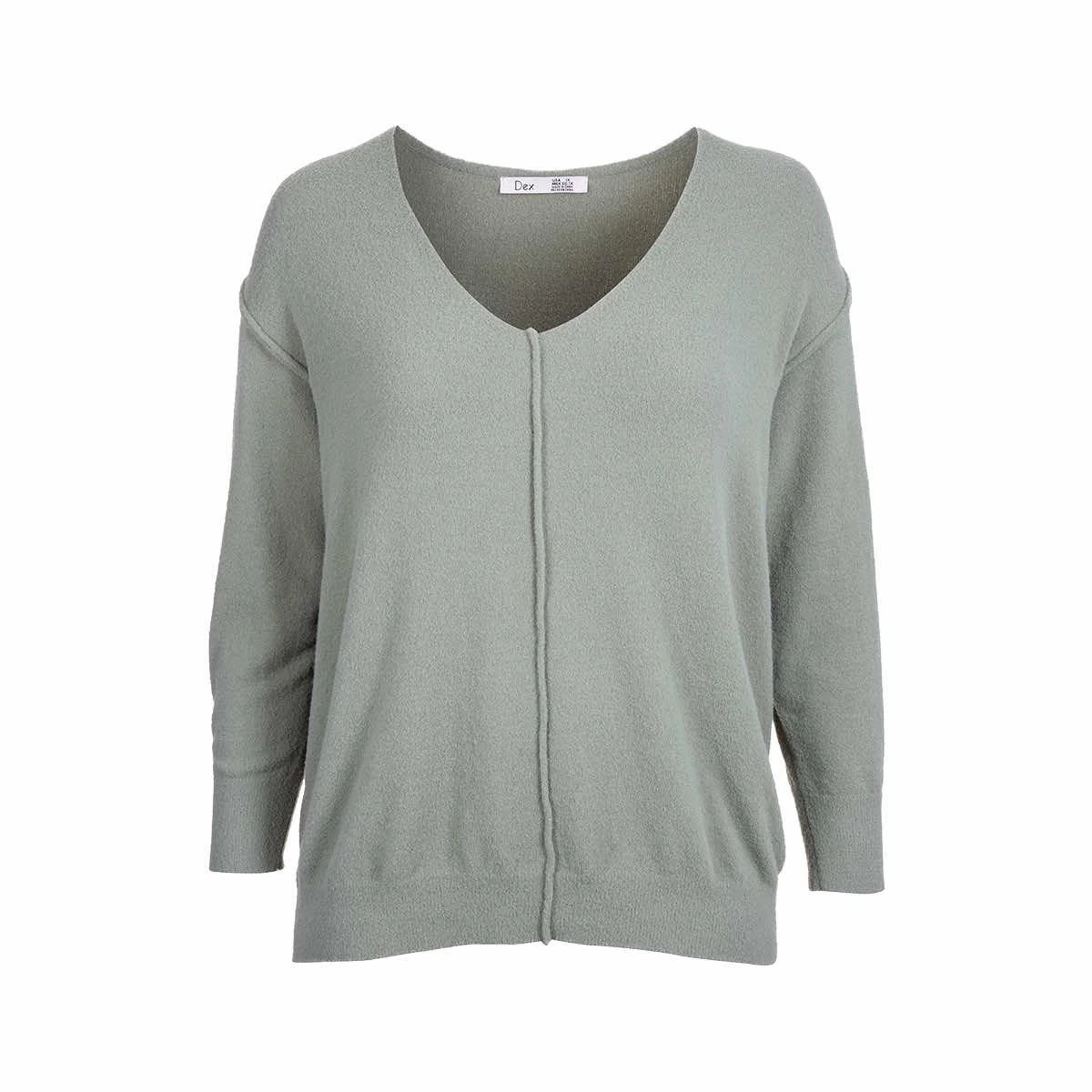 Women's V- Neck Front Seam Sweater - Curvy 3 Women's V- Neck Front Seam Sweater - Curvy