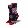 Women's Mandala Cotton Crew Socks -Casual Wear Shop 77173 BLACK l