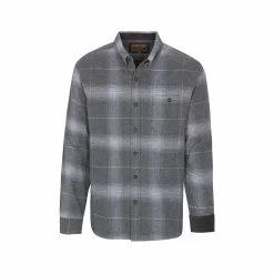 Men's Brushed Cotton Plaid Long Sleeve Shirt -Casual Wear Shop 77816 ASH l