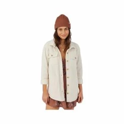 ONeill Women's Collins Oversized Superfleece Long Sleeve Solid Shirt -Casual Wear Shop 77840 BONE BON l