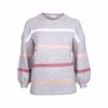 Women's Grey Striped Sweater - Curvy