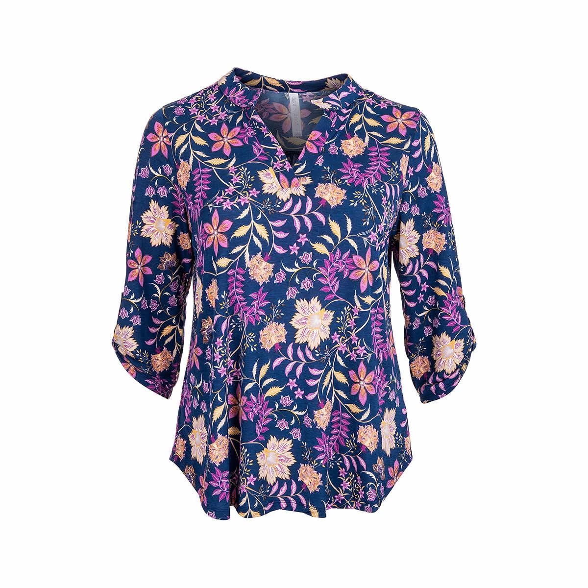 Women's Printed Lizzy 3/4 Sleeve Top - Curvy 9 Women's Printed Lizzy 3/4 Sleeve Top - Curvy - Image 8